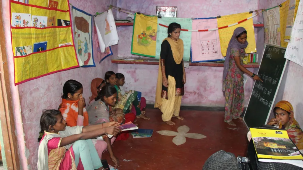 A group of girls attending school in India